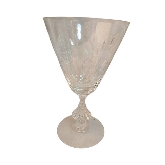 Duncan & Miller Willow 6 inch Crystal Water Goblets Wine Glasses Leaf Cut Barwar - Picture 7 of 8